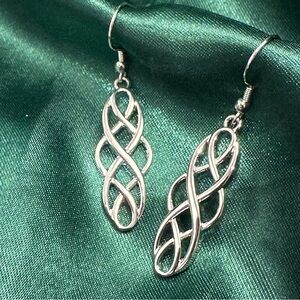 925 Sterling Silver Celtic Infinity Knot Dangle Earrings Irish Knotwork